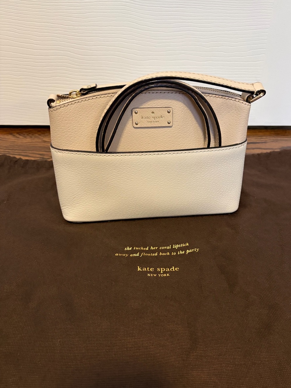 Kate Spade Grove Street Millie Crossbody Bag Cream Beige Leather + Dust Bag